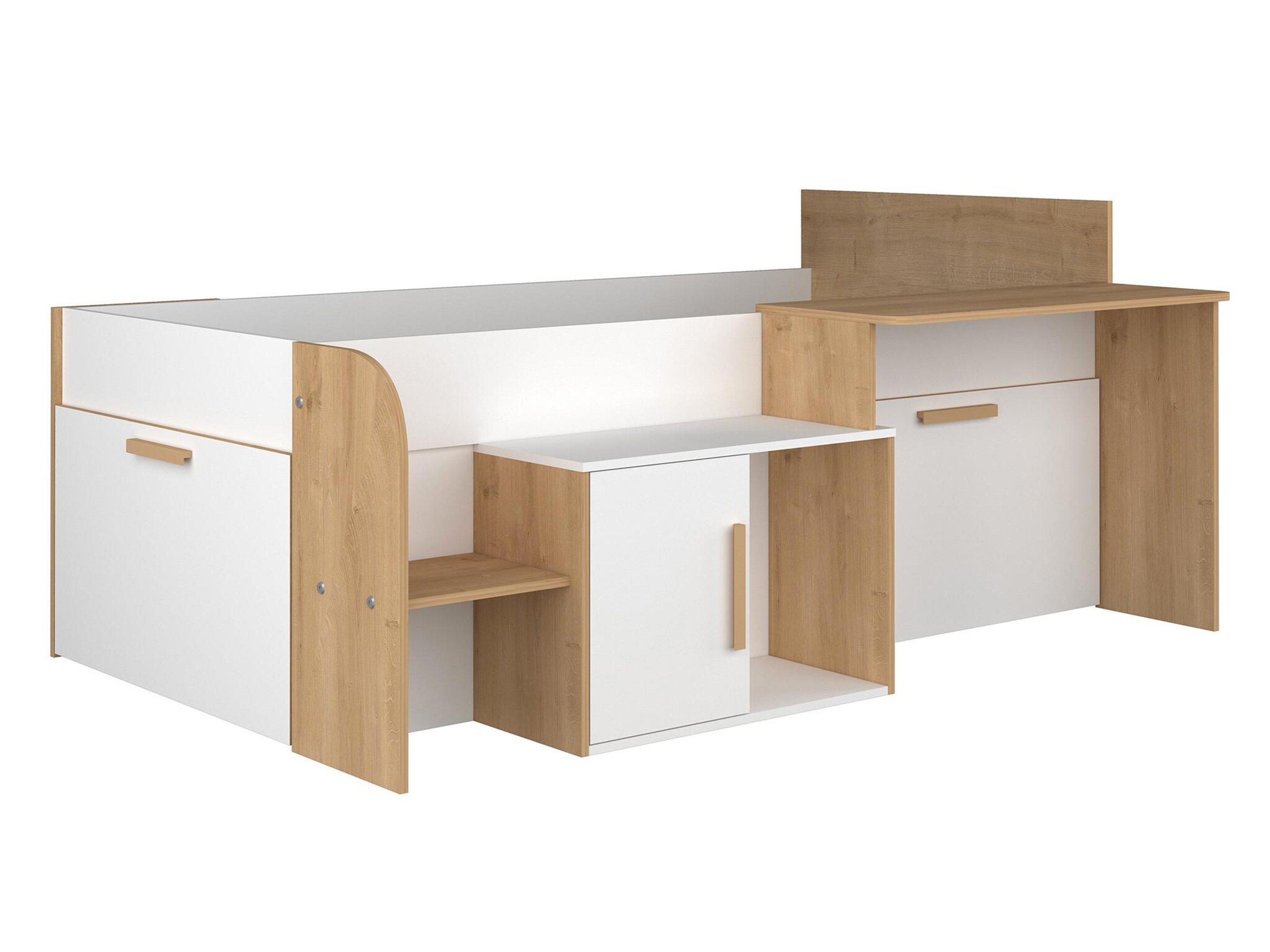Sacha Enkeltseng med Skrivebord 90x200 - Natur/Hvit