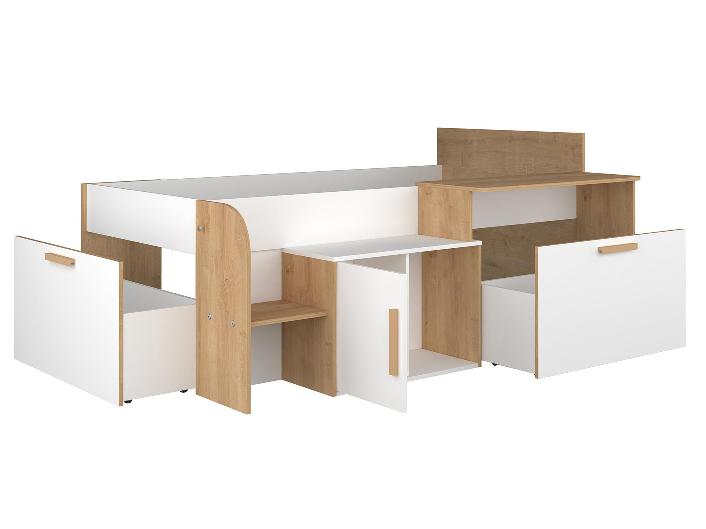 Sacha Enkeltseng med Skrivebord 90x200 - Natur/Hvit