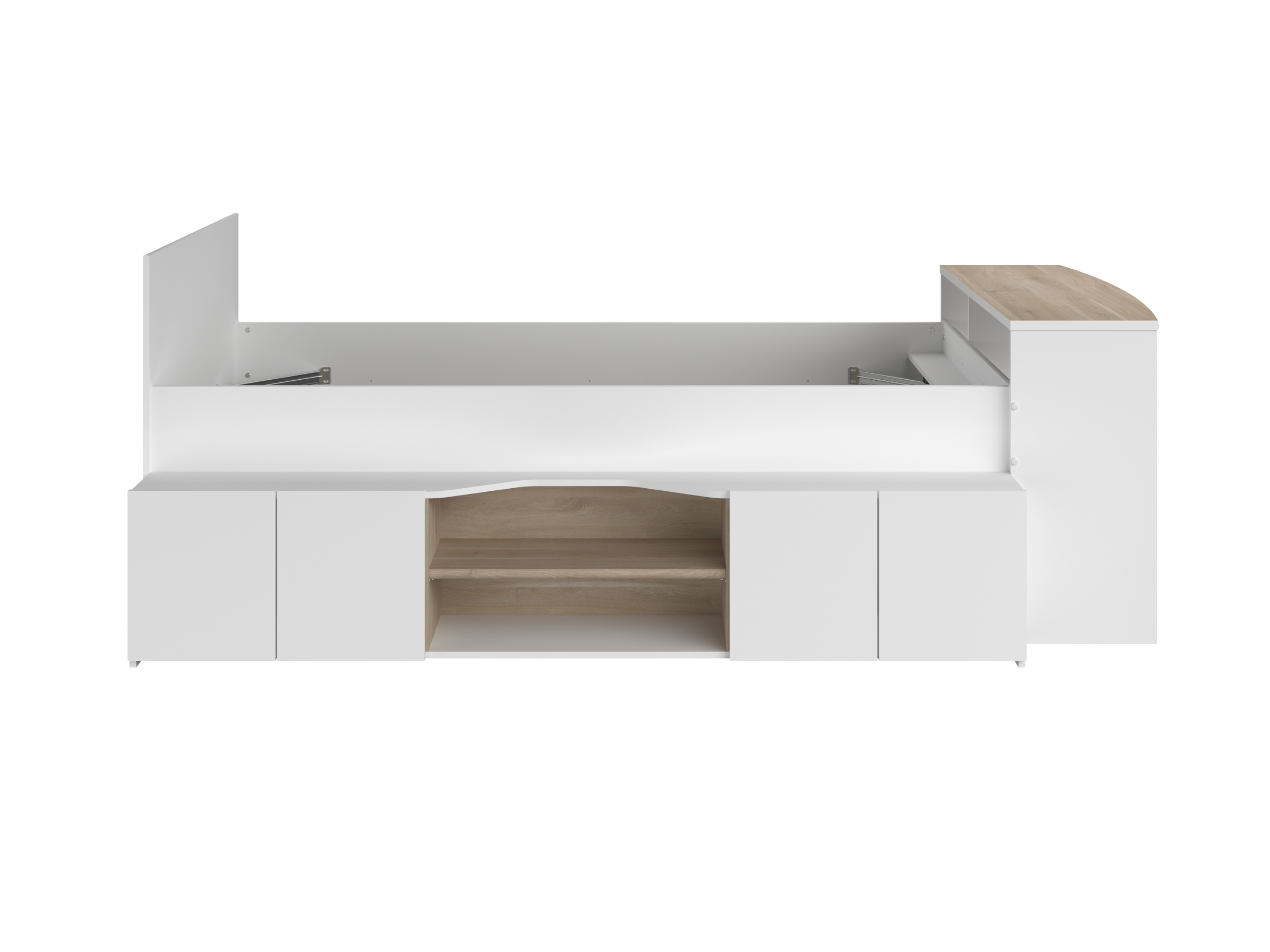 Cleo Multifunksjonell Juniorseng med Skrivebord 90x200 - Hvit/Natur