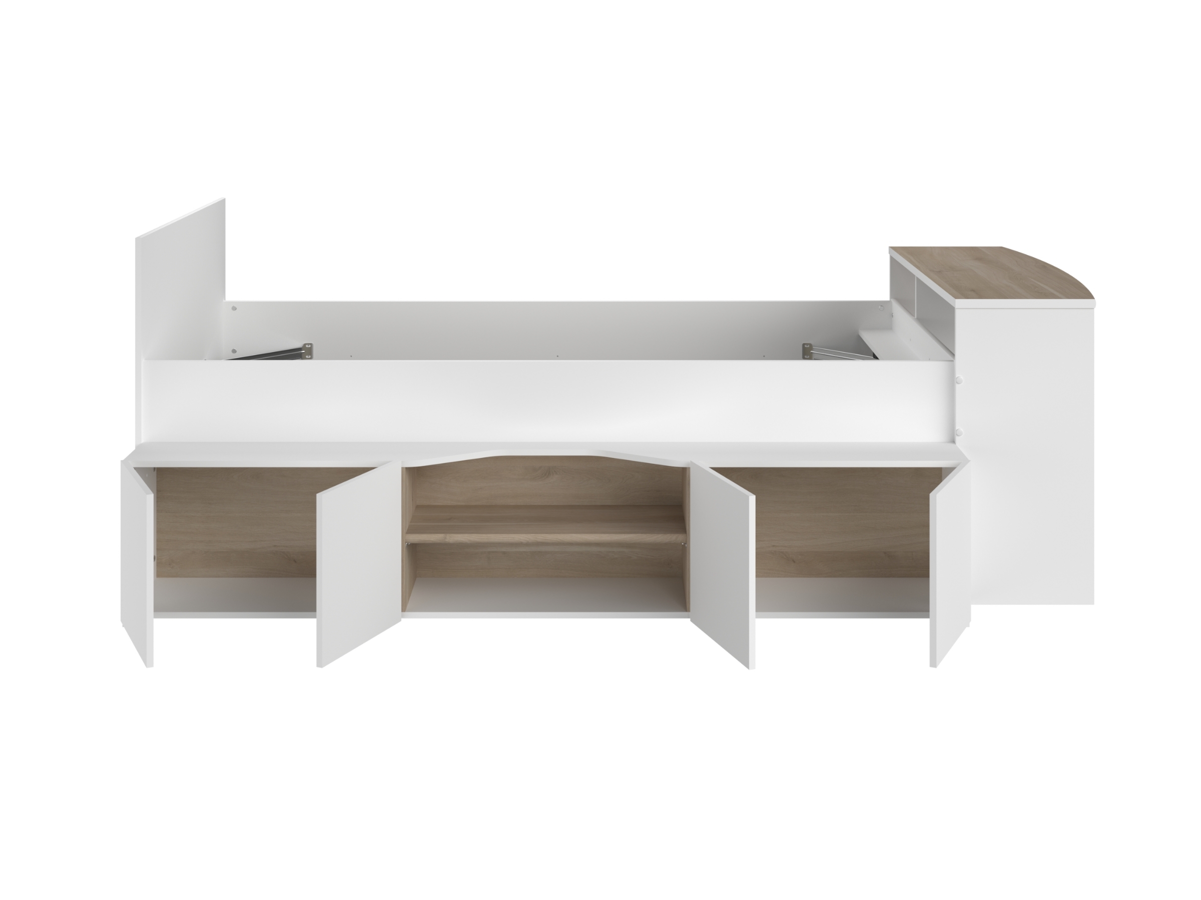 Cleo Multifunksjonell Juniorseng med Skrivebord 90x200 - Hvit/Natur