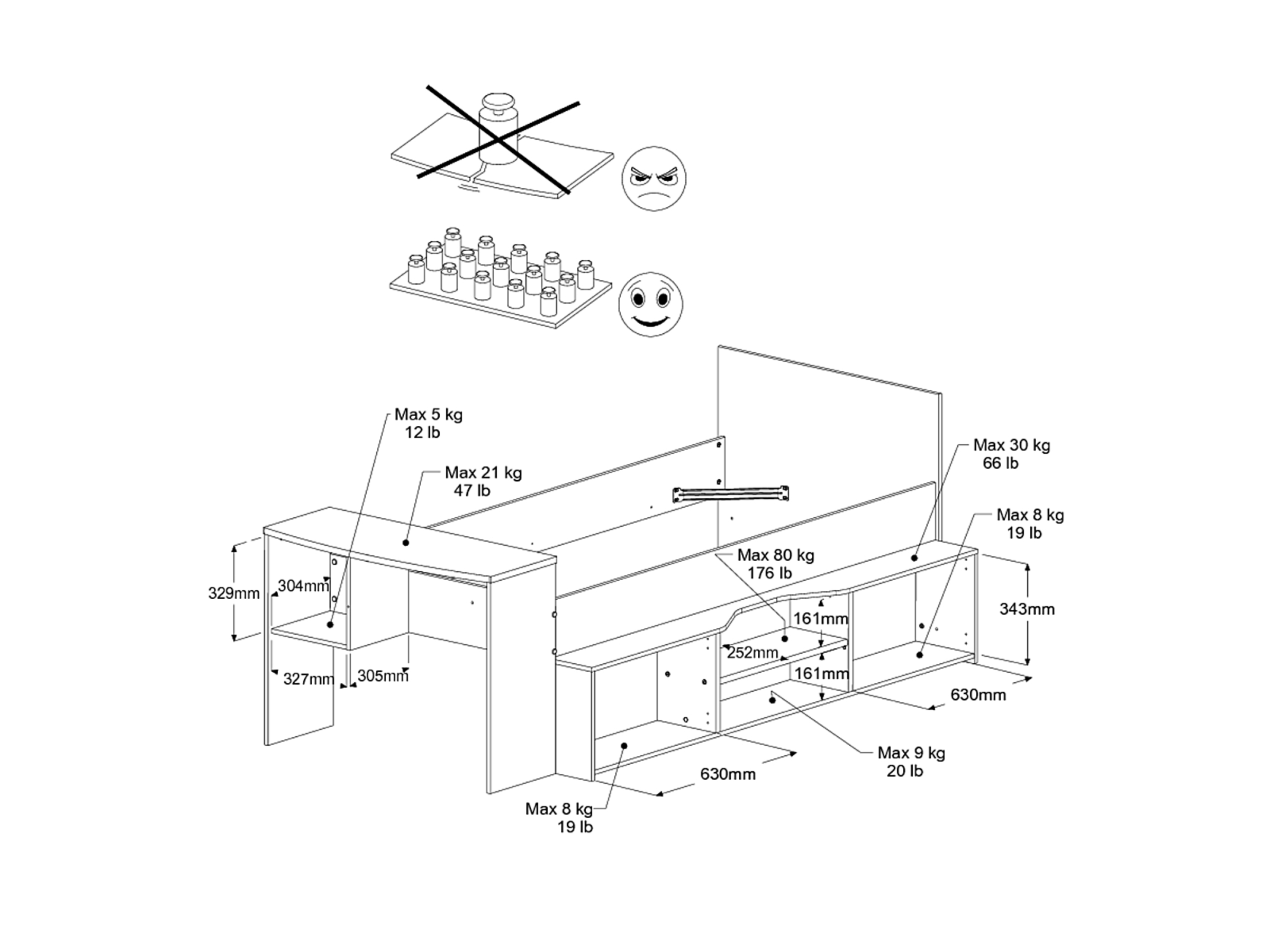 Cleo Multifunksjonell Juniorseng med Skrivebord 90x200 - Hvit/Natur