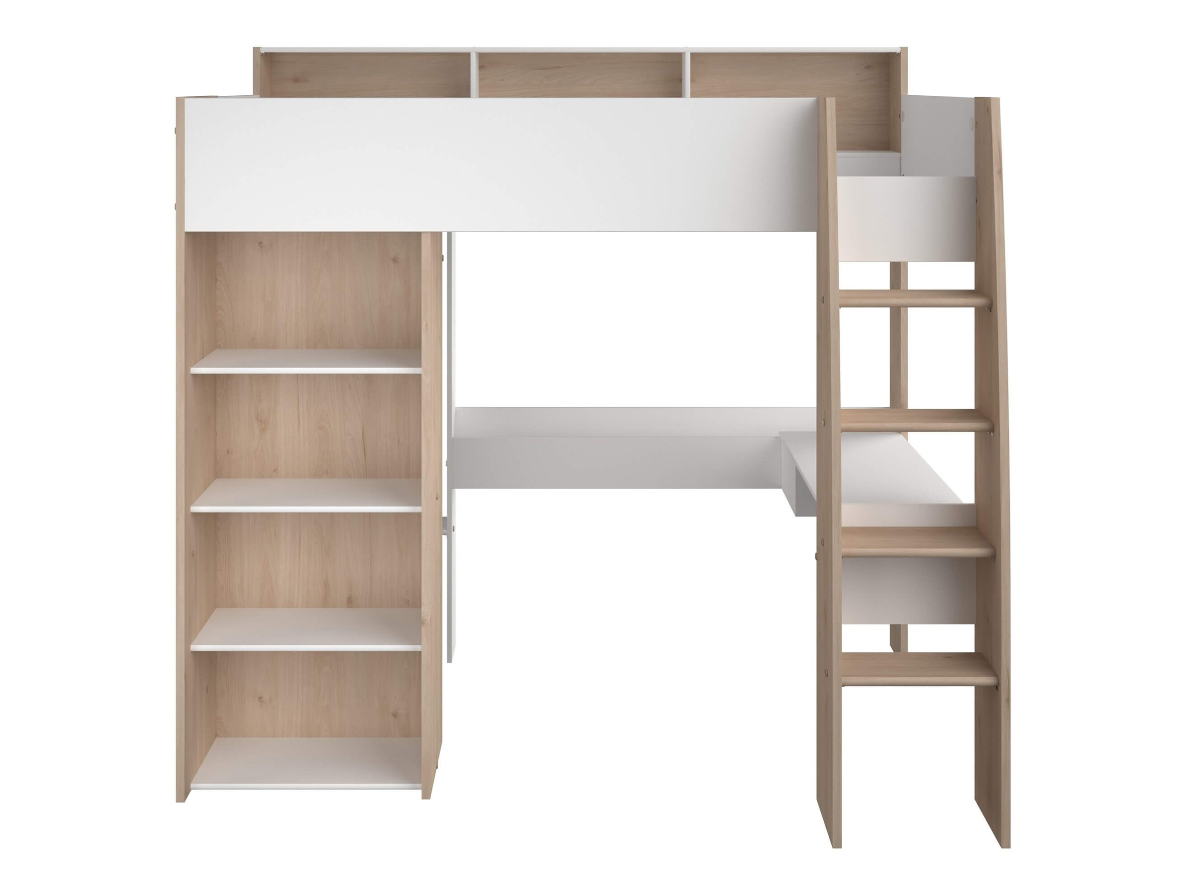 Shelter Loftseng med Skrivebord og Skap 90x200 – Natur/Hvit