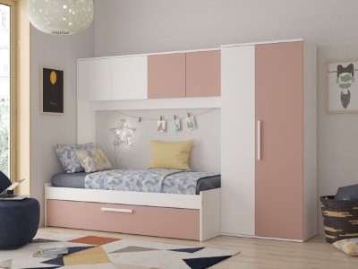 artik-kompakt-seng-med-garderobeskap-og-gjesteseng-90x200---rosahvit