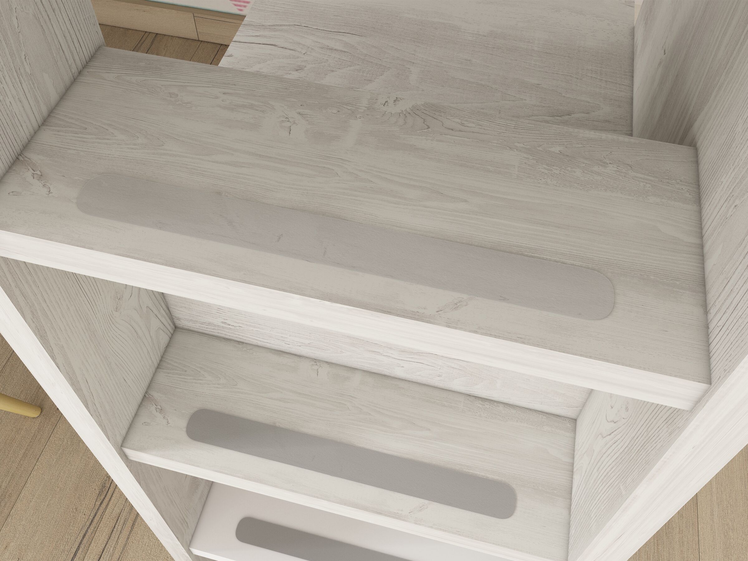 Exclusive Halvhøy Seng med Skrivebord 90x200 - Rosa/Natur