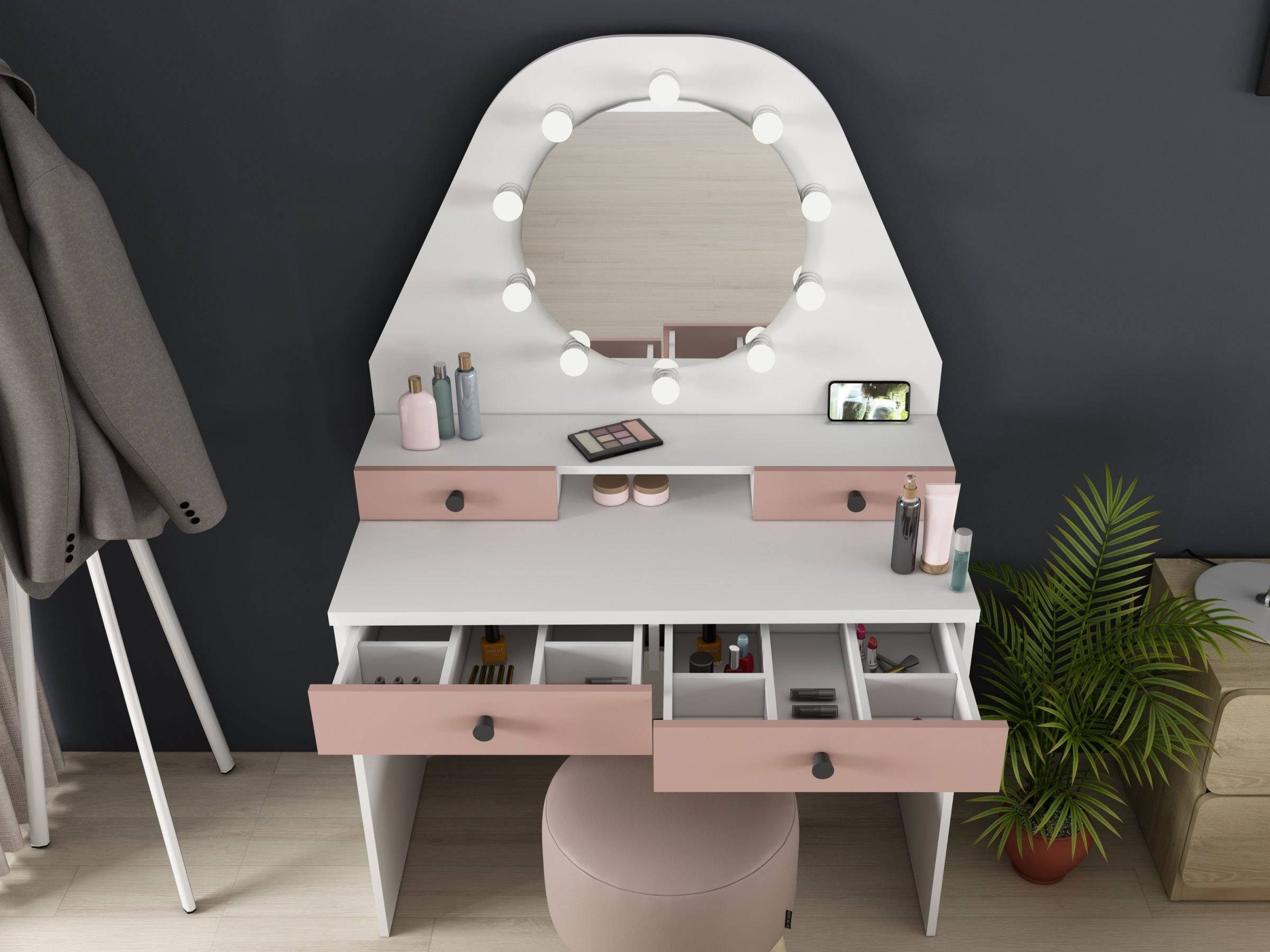 Star Sminkebord 100 - Rosa/Hvit