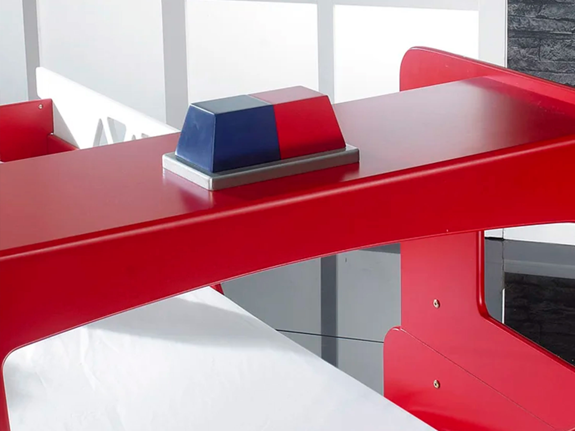 Brannbilseng med LED Lys 90x200 - Rød