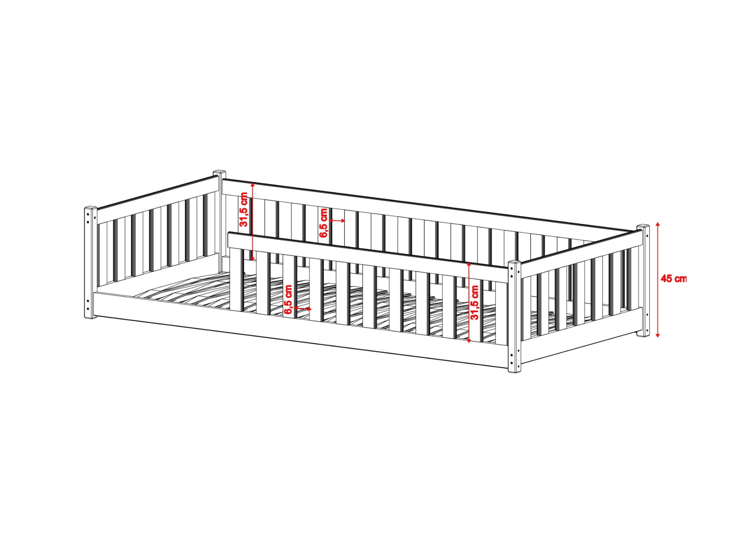 Bella Gulvseng med Lekegrind 80×160 - Hvit