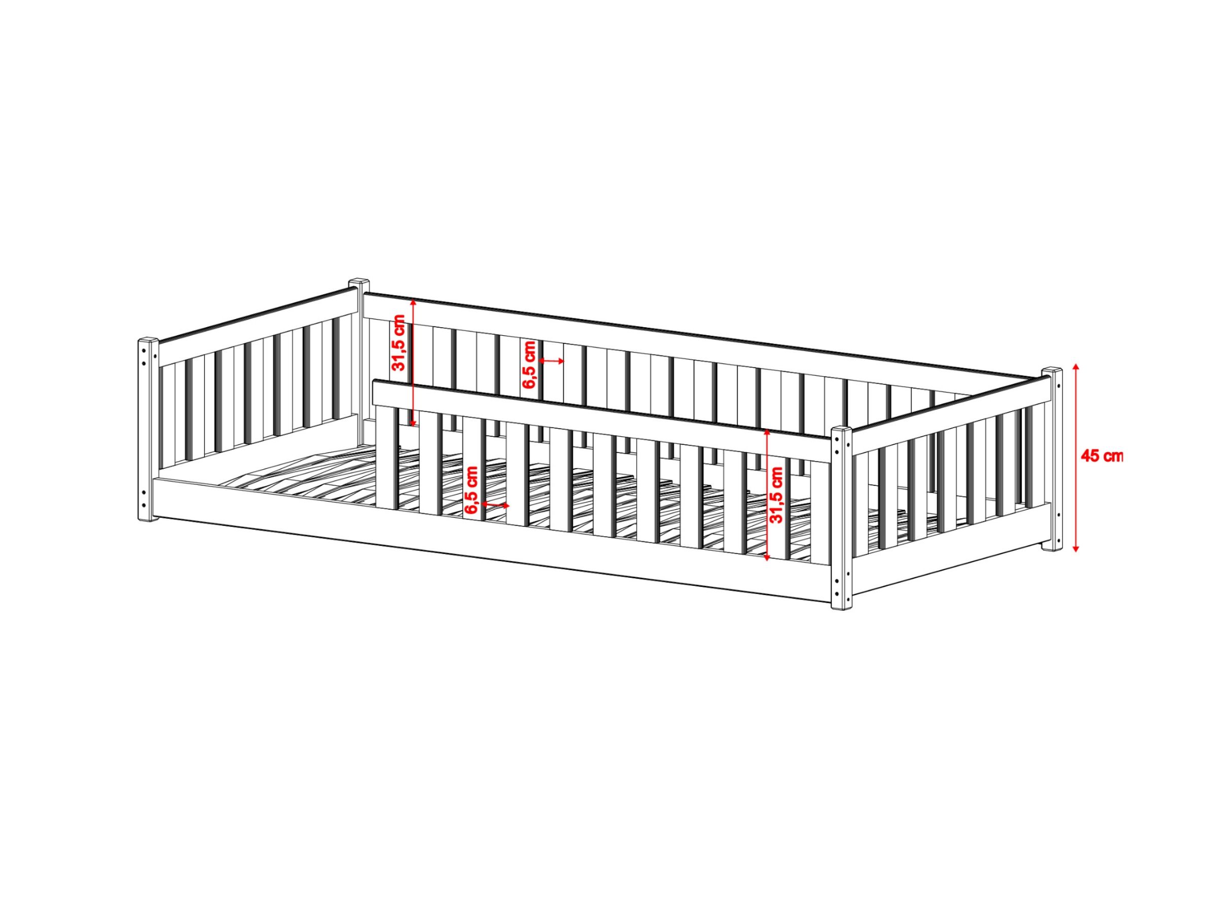Bella Gulvseng med Lekegrind 90x200 - Hvit
