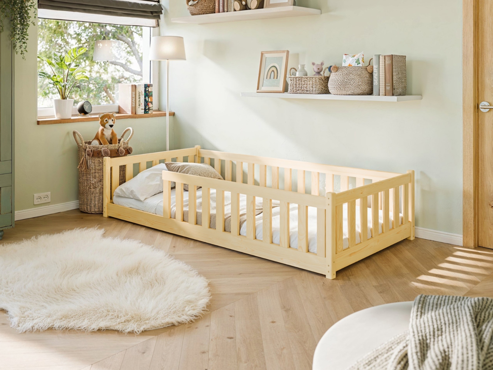 Bella Gulvseng med Lekegrind 90x200 - Natur