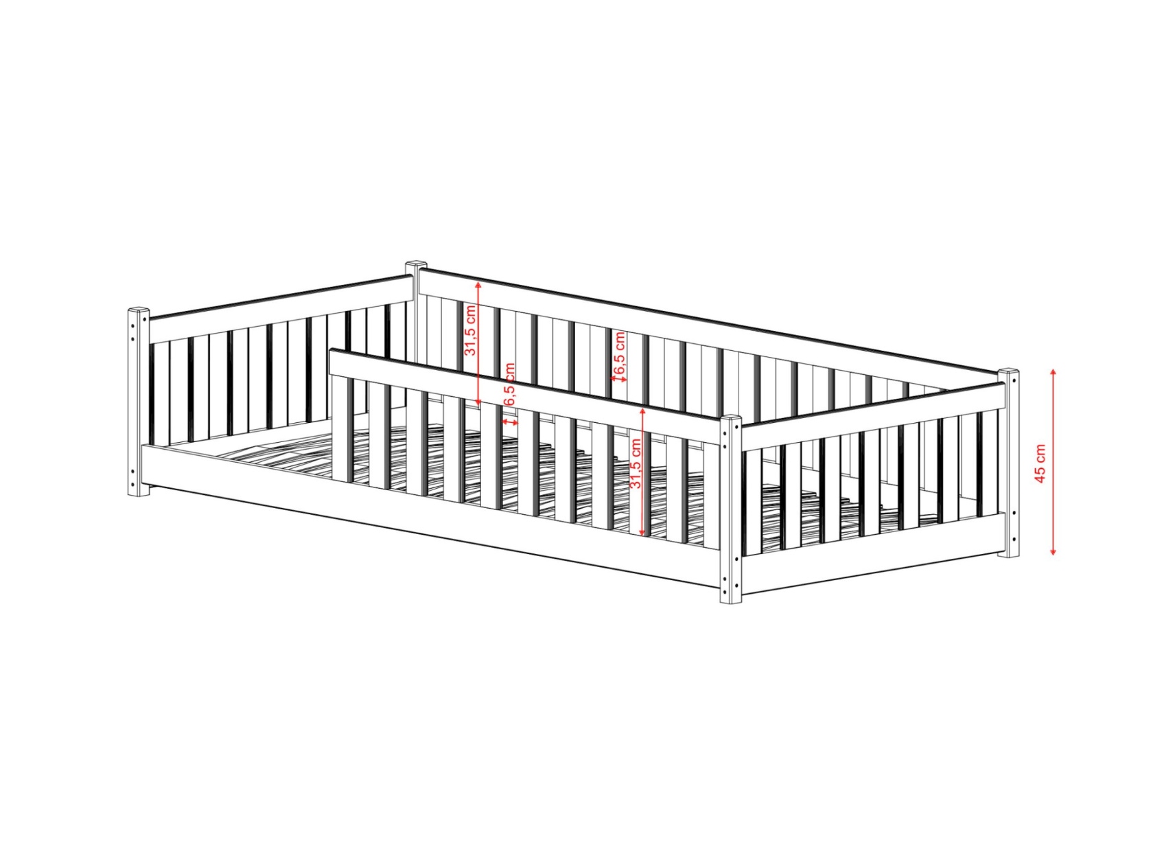 Bella Gulvseng med Lekegrind 90x200 - Natur