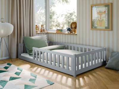 Otis Gulvseng med Lekegrind 120x200 - Aske