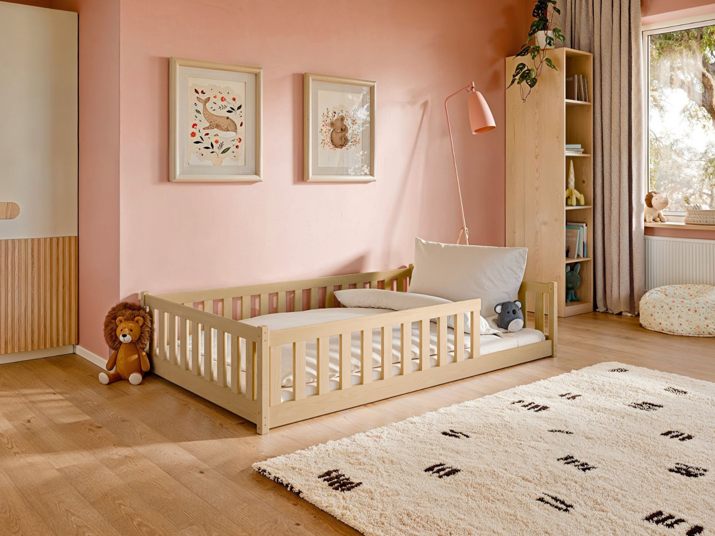 Otis Gulvseng med Lekegrind 120x200 - Natur