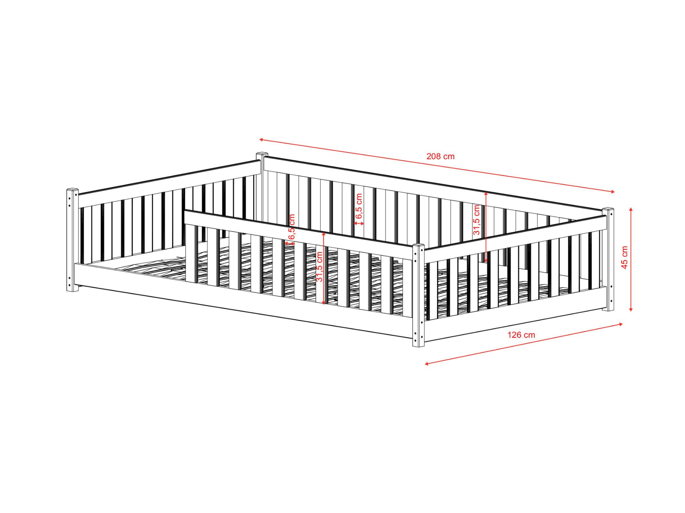 Otis Gulvseng med Lekegrind 120x200 - Natur