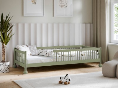 Star Barneseng med Lekegrind 80x180 - Olivengrønn