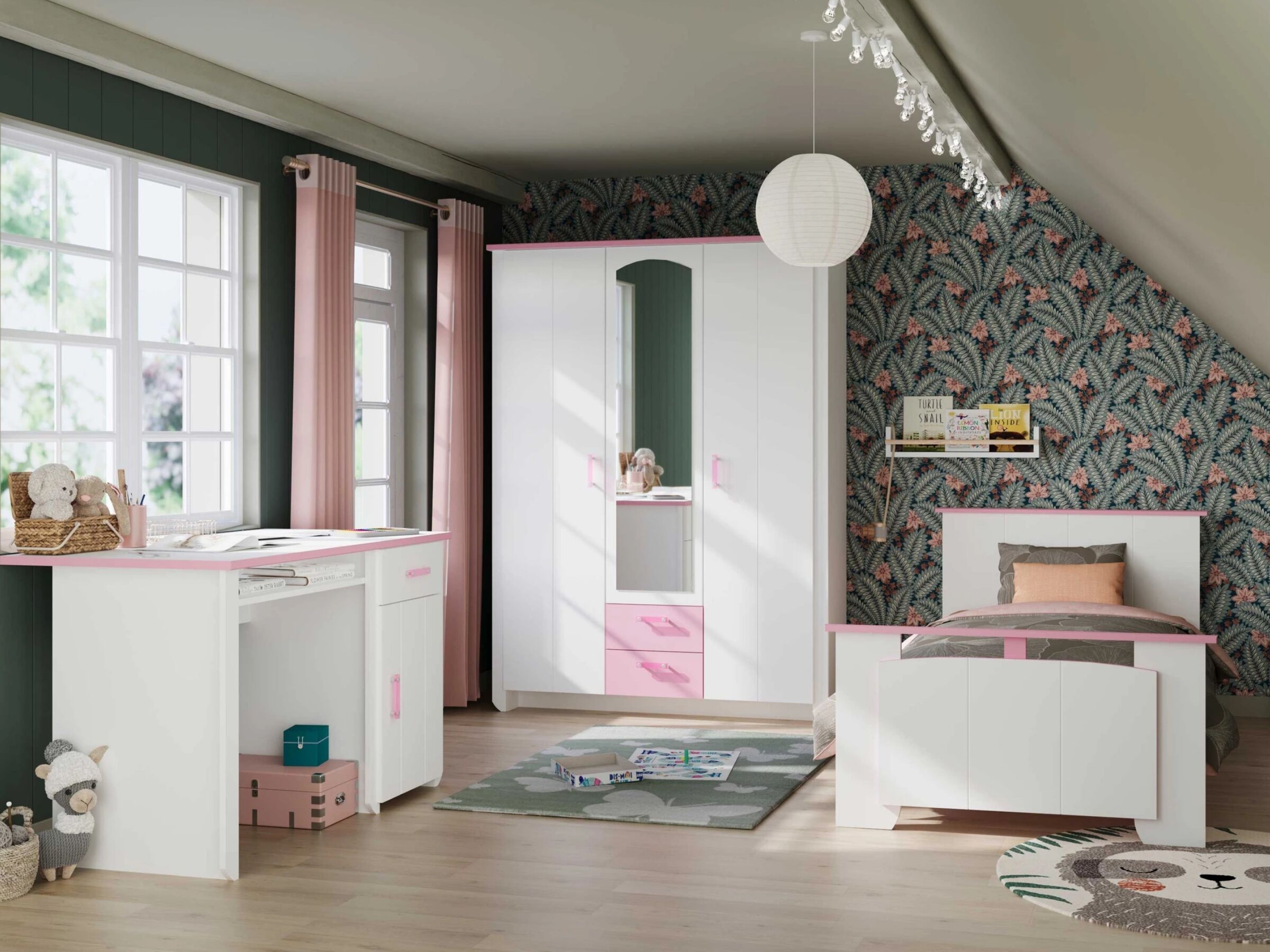 Biotiful Barneseng 90x200 - Hvit/Rosa