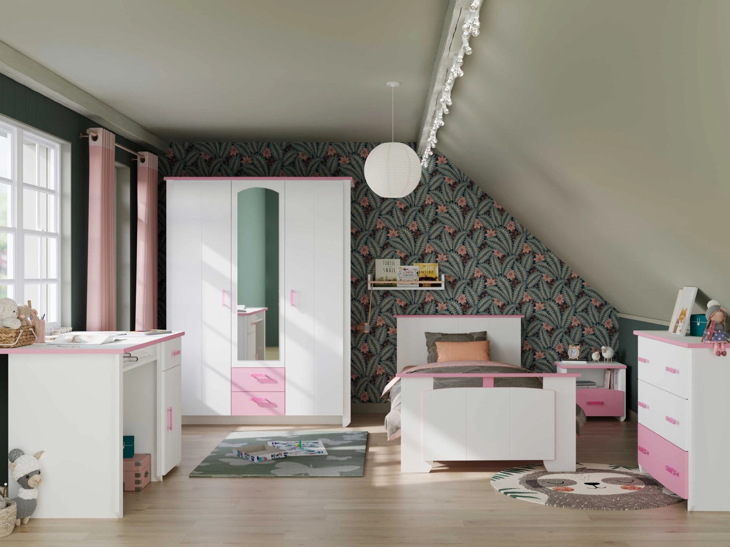 Biotiful Barneseng 90x200 - Hvit/Rosa