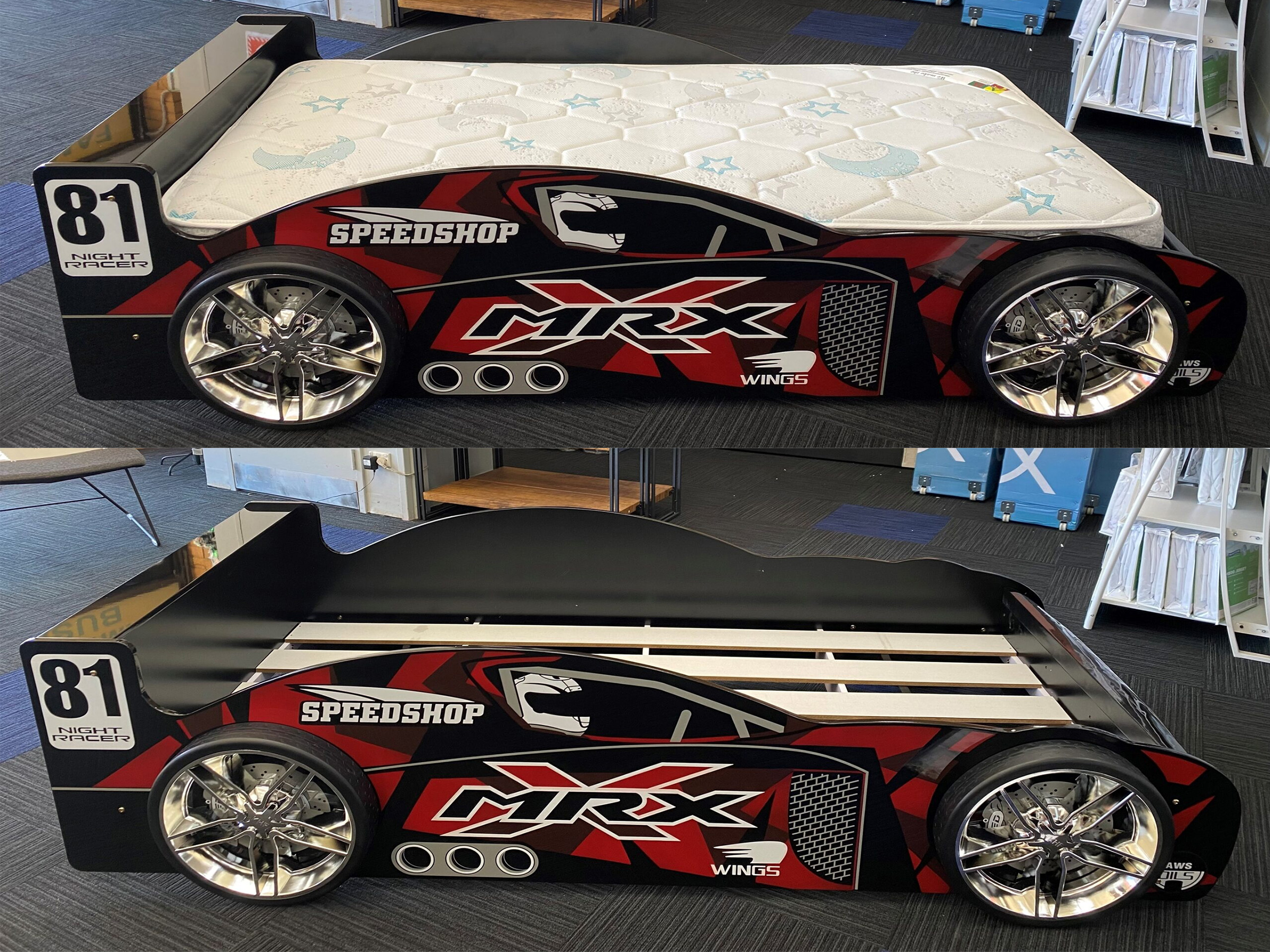 MRX Speed Bilseng 90x200 - Sort/Rød