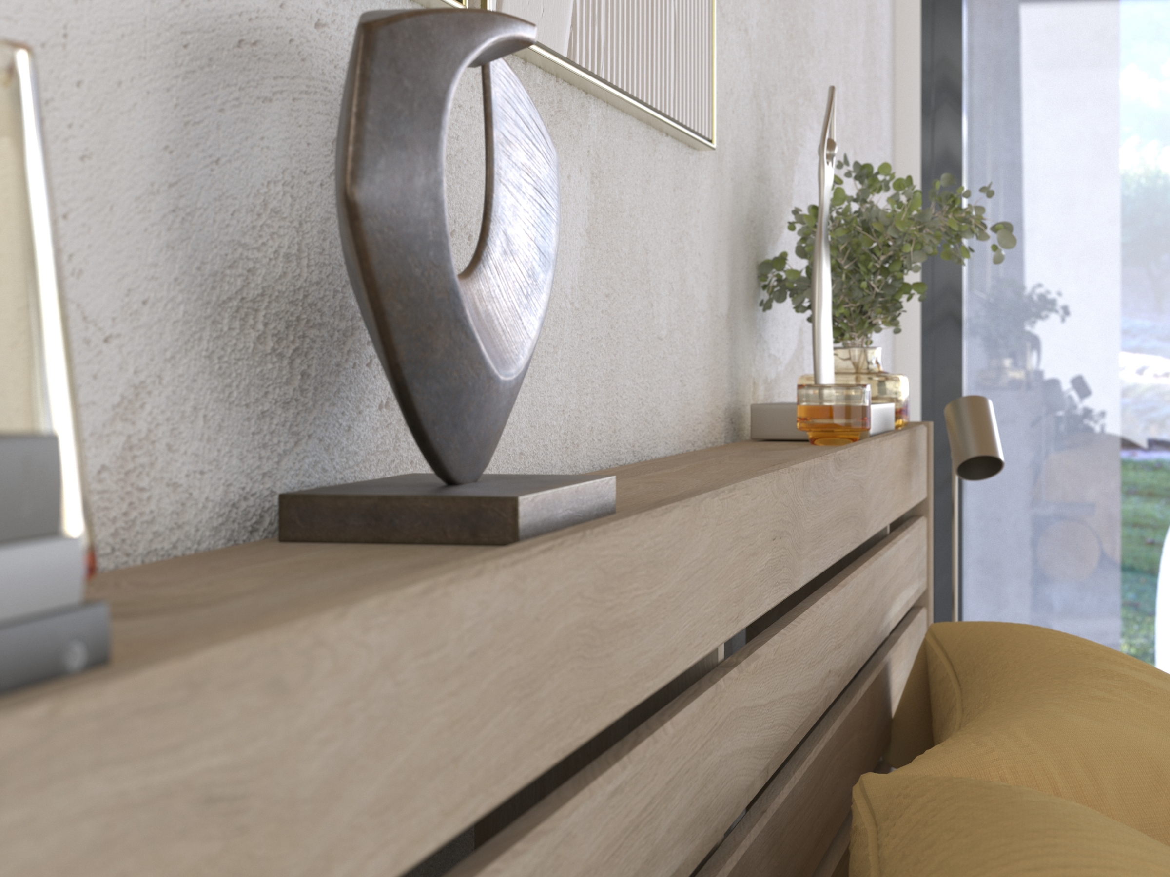 Escale Dobbeltseng med Sengegavl og Skuffer 180x200 - Japandi Eik